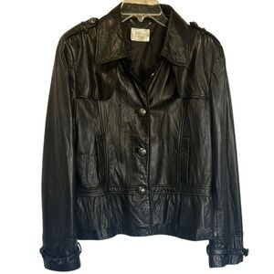EUC *Vintage* 1980s GUESS Black Leather Moto Jacket, Peplum XL